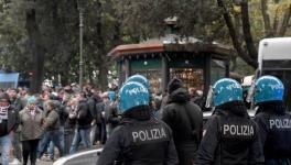 Lazio and Sevilla fans brawl in Rome ahead of the UEFA Europe League match between the sides