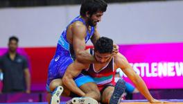 Wrestler Bajrang Punia in action at the Asian Wrestling Championships in New Delhi