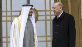 UAE Crown Prince Sheikh Mohamed Bin Zayed Al Nahyan (L) met with Turkish President Recep Erdogan in Ankara on Nov. 24, 2021