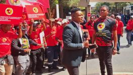 NUMSA Deputy General Secretary Mbuso Ngubane speaks on the crisis facing workers at ArcelorMittal and also at SASteelMills. Photo: NUMSA/X