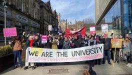Newcastle University staff during strike. Source: Ian McDonald/X