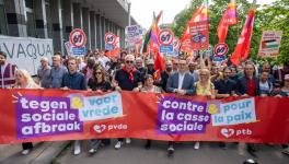 Protest in Brussels, April 27, 2025. Source: Peter Mertens/X