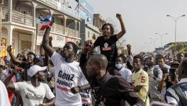 Protesters in Banjul call for the release of youth activists detained on May 8. Photo: Malick Njie / @malick_njie_likka