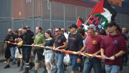 Genoa's dockworkers during Palestine solidarity action. Source: USB/Facebook