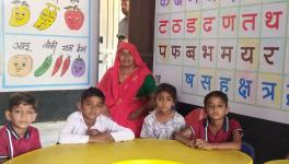 Sanjana Sen and children at the Anganwadi (Photo - Amarpal Singh Verma, 101Reporters)