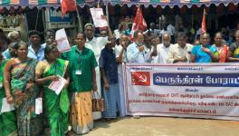 The workers had held sit-in protests at the district collectorates across the state on July 22. The union has called for a statewide strike starting August 5 (Photo sourced by Prasanth Shanmugasundaram, 101Reporters) 