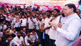  Uttarakhand Chief Minister Pushkar Singh Dhami addressing youth at parade ground , Dehradun on Monday,