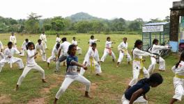Ongoing self-defence training at Keliapathar village under Ranibandh Block, Bankura,  in Bengal’s Jangalmahal.