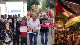 Protests held in cities across the Arab region in support of the Global Sumud Flotilla. Photos: screenshots