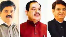 Newly appointed Uttarakhand Congress chiefs Ganesh Godiyal with Harak Singh Rawat and Pritam Singh. 