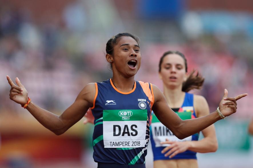 Hima Das of India wins gold medal