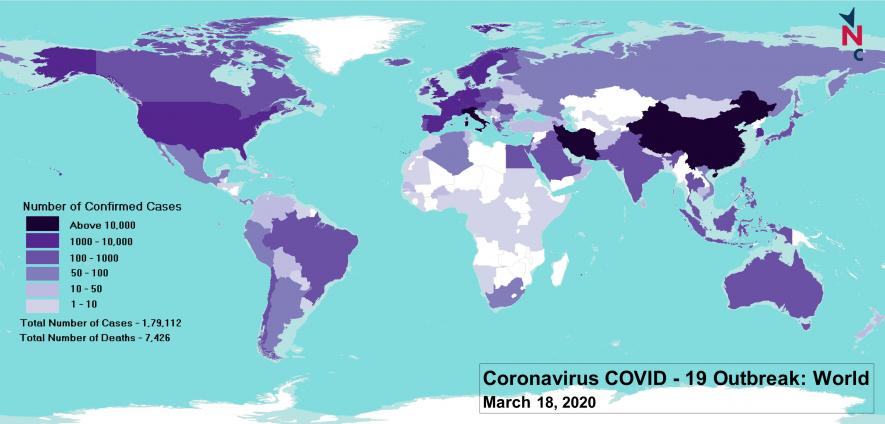 Coronvirus COVID-19 figures for India and the World on March 18