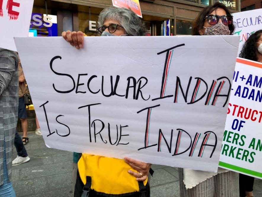 Protest at Times Square, New York in support of secular India