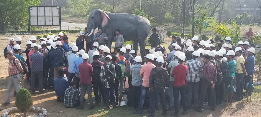 Agitation organised in DSP by Hindusthan steel plant Employees Union Durgapur.