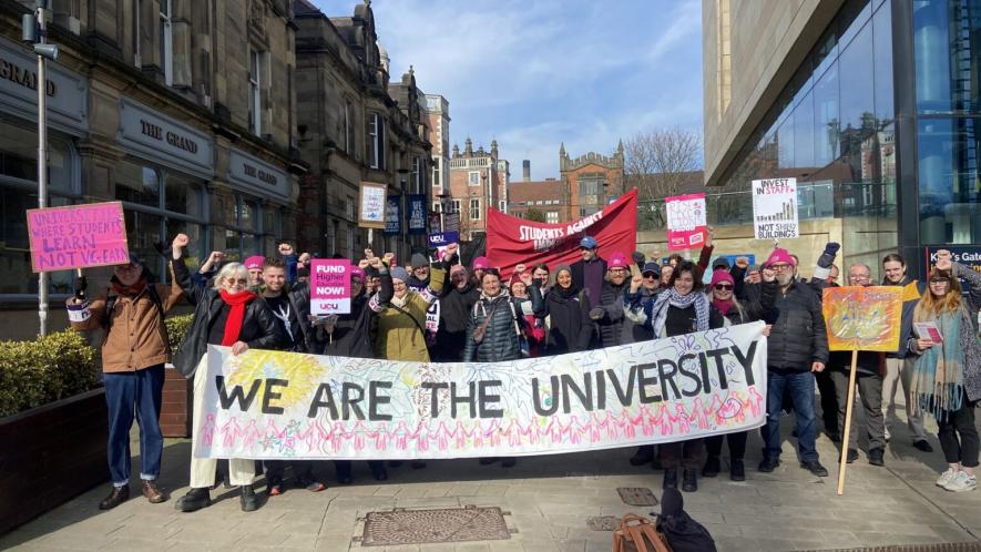 Newcastle University staff during strike. Source: Ian McDonald/X