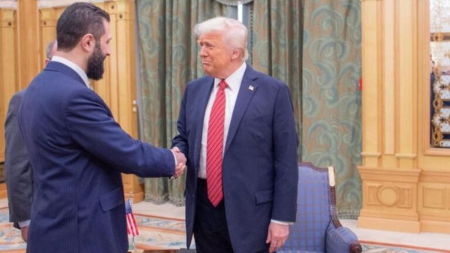 A meeting between Syrian President Ahmad al-Shara, US President Donald Trump, and Saudi Crown Prince Mohammed bin Salman in Riyadh on May 14. Photo: Al-Sharaa/X