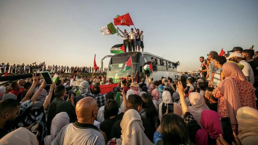 Tunisians depart on Gaza convoy. Photo: Tunisia Land Convoy