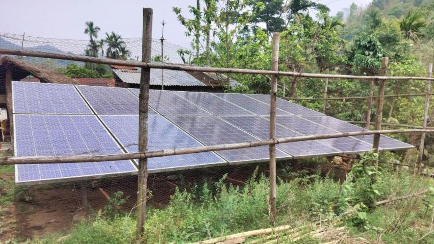Solar panels were installed in the backyard of Ioanis Kurbah's and Jenita Jyrwa’s place in 2020 (Photo - Sanskrita Bharadwaj, 101Reporters).